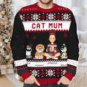 Best Cat Mom Ever Cartoon Style - Christmas Gift For Cat Lovers - Personalized Unisex Ugly Sweater