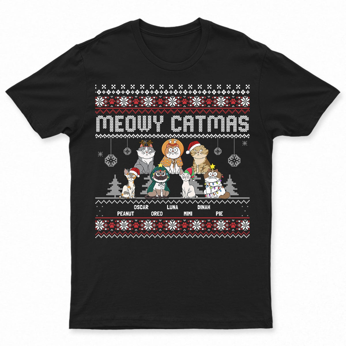 Meowy Catmas Funny Cartoon Style - Christmas Gift For Cat Lovers - Personalized Sweatshirt