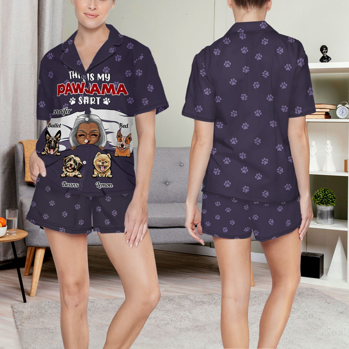 This Is My Pawjama Shirt - Gift For Dog Lovers, Dog Moms, Dog Dads - Personalized Short Pajamas Set