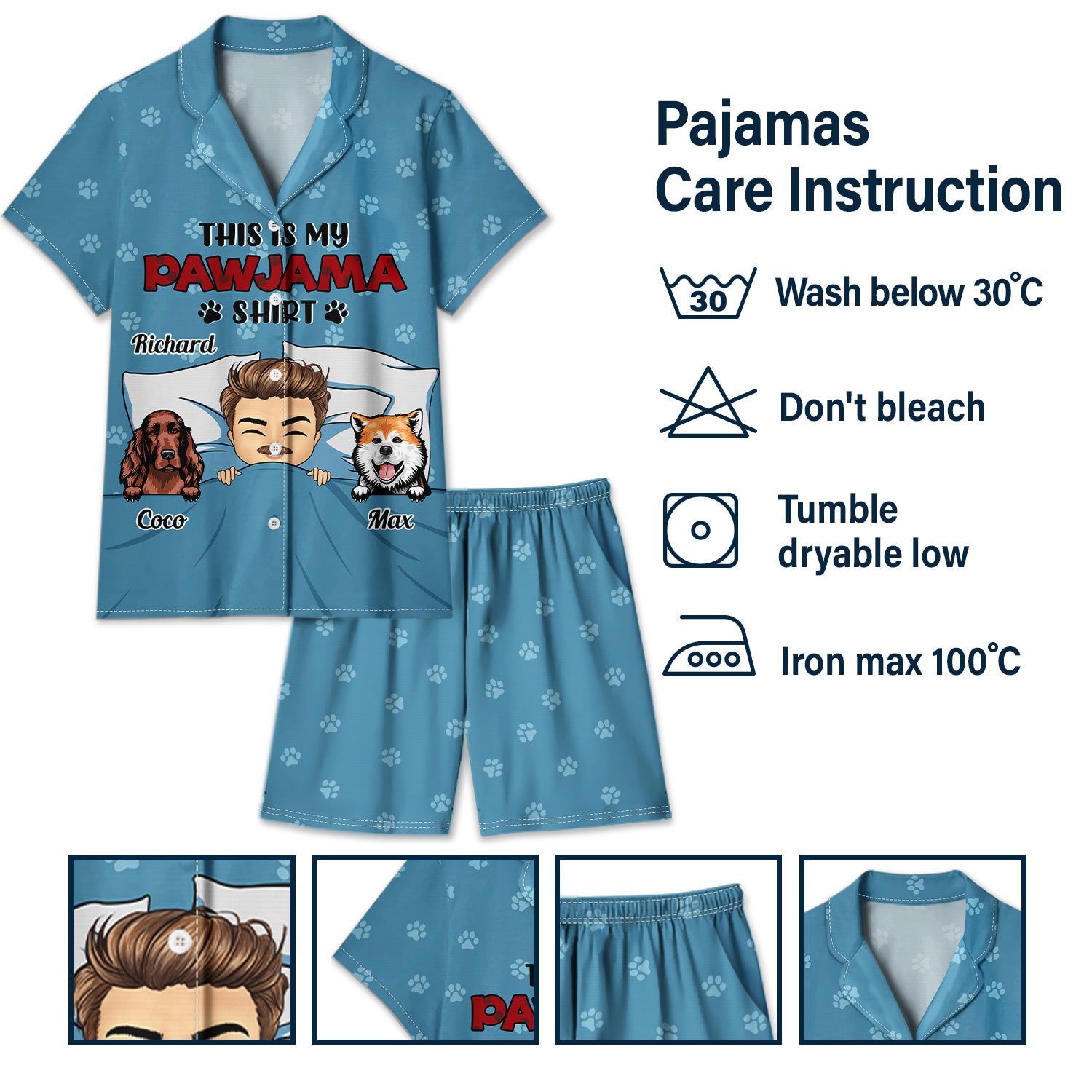 This Is My Pawjama Shirt - Gift For Dog Lovers, Dog Moms, Dog Dads - Personalized Short Pajamas Set