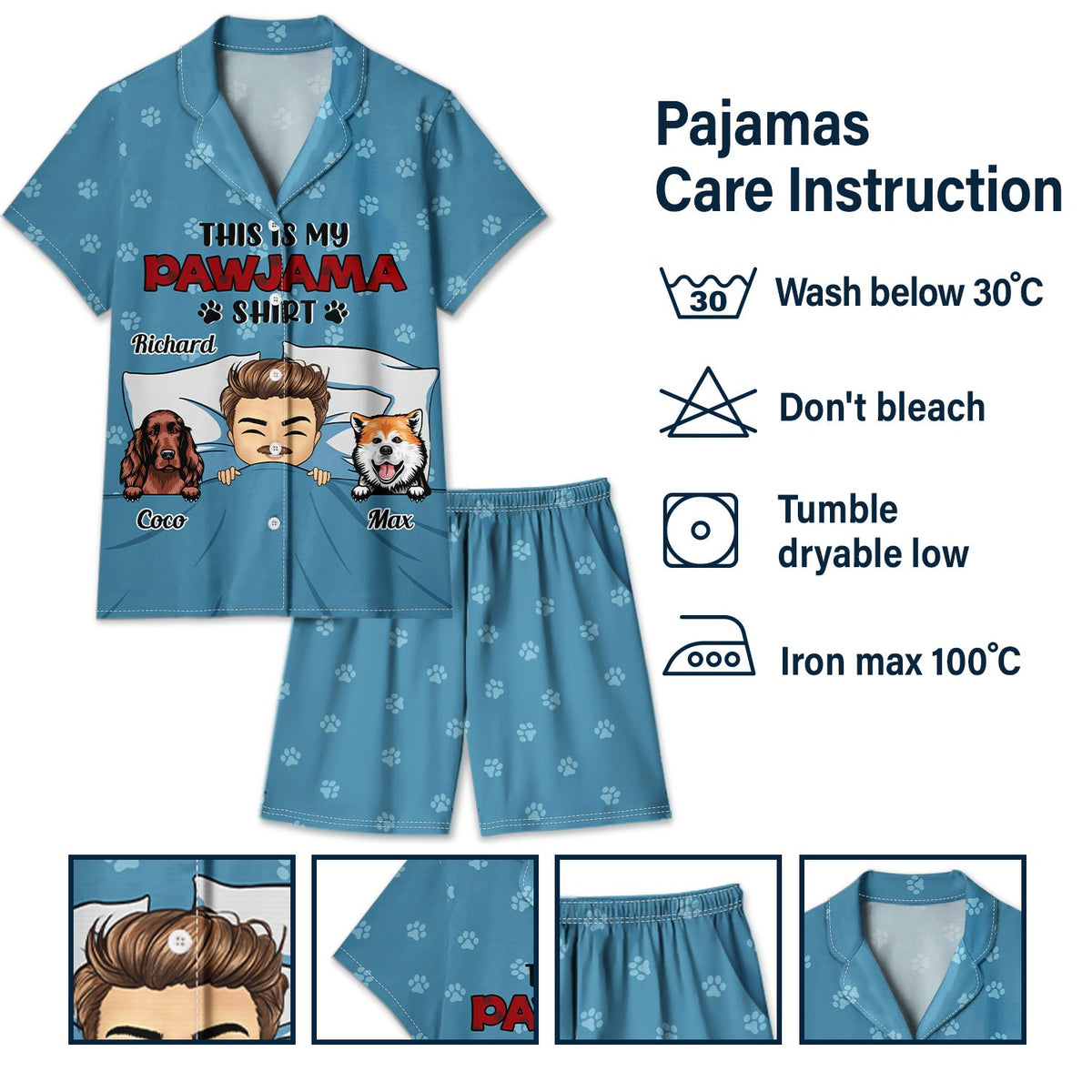 This Is My Pawjama Shirt - Gift For Dog Lovers, Dog Moms, Dog Dads - Personalized Short Pajamas Set