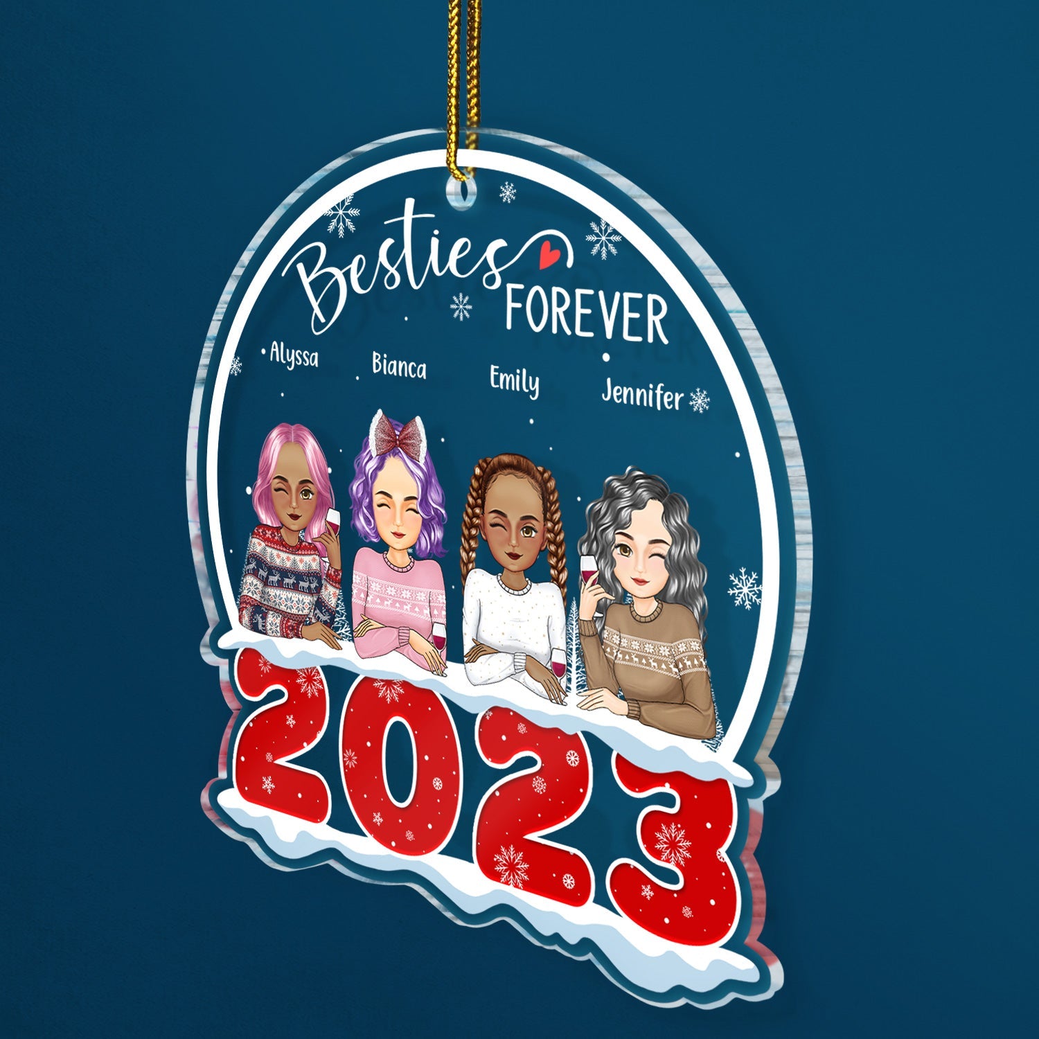 2023 Besties Forever - Christmas Gift For BFF Best Friends, Sisters, Siblings - Personalized Custom Shaped Acrylic Ornament