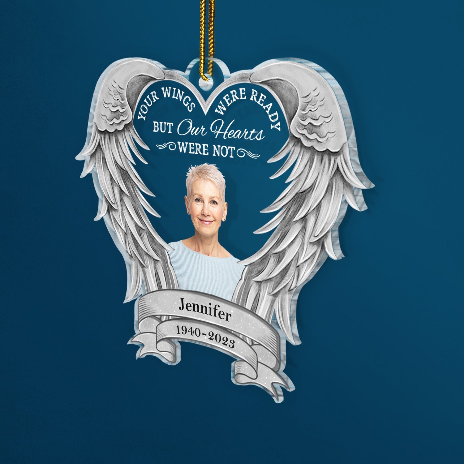 Custom Photo Your Wings Were Ready But My Heart Was Not - Christmas Keepsake, Memorial Gift - Personalized Custom Shaped Acrylic Ornament