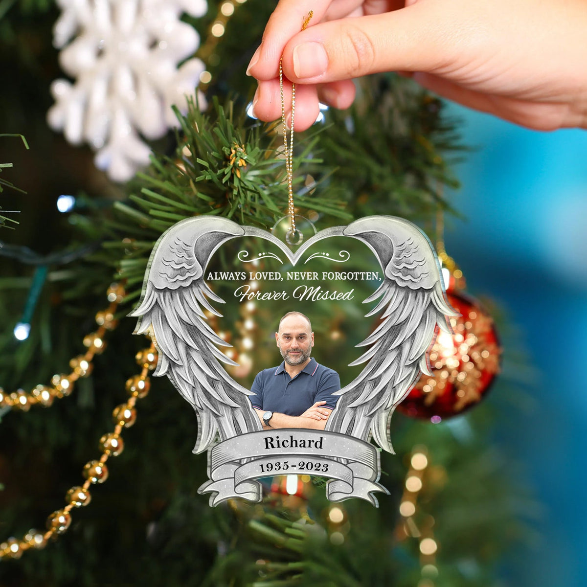 Custom Photo Your Wings Were Ready But My Heart Was Not - Christmas Keepsake, Memorial Gift - Personalized Custom Shaped Acrylic Ornament