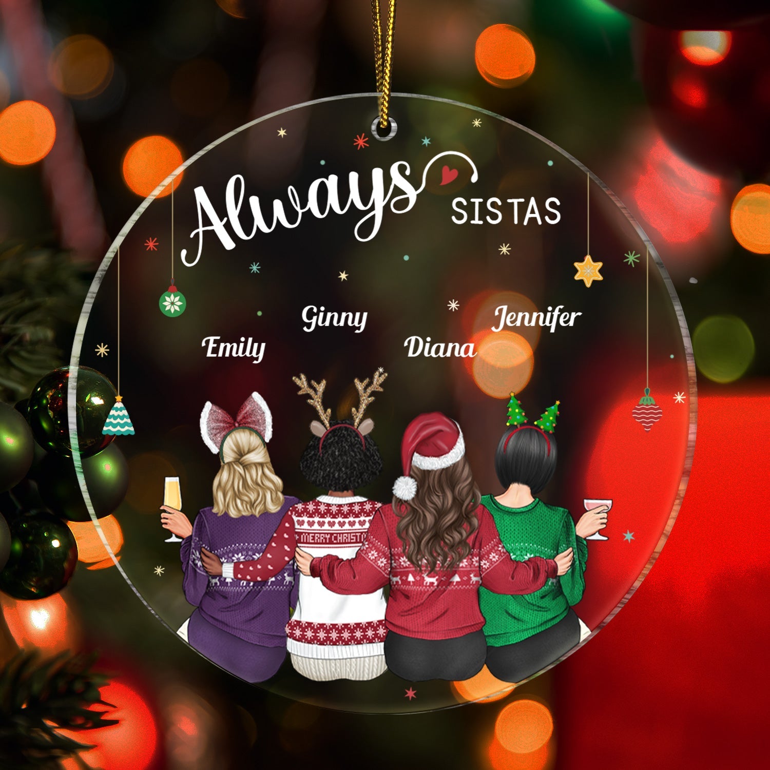 Always Sister - Christmas Gift For Sister, Siblings - Personalized Circle Acrylic Ornament