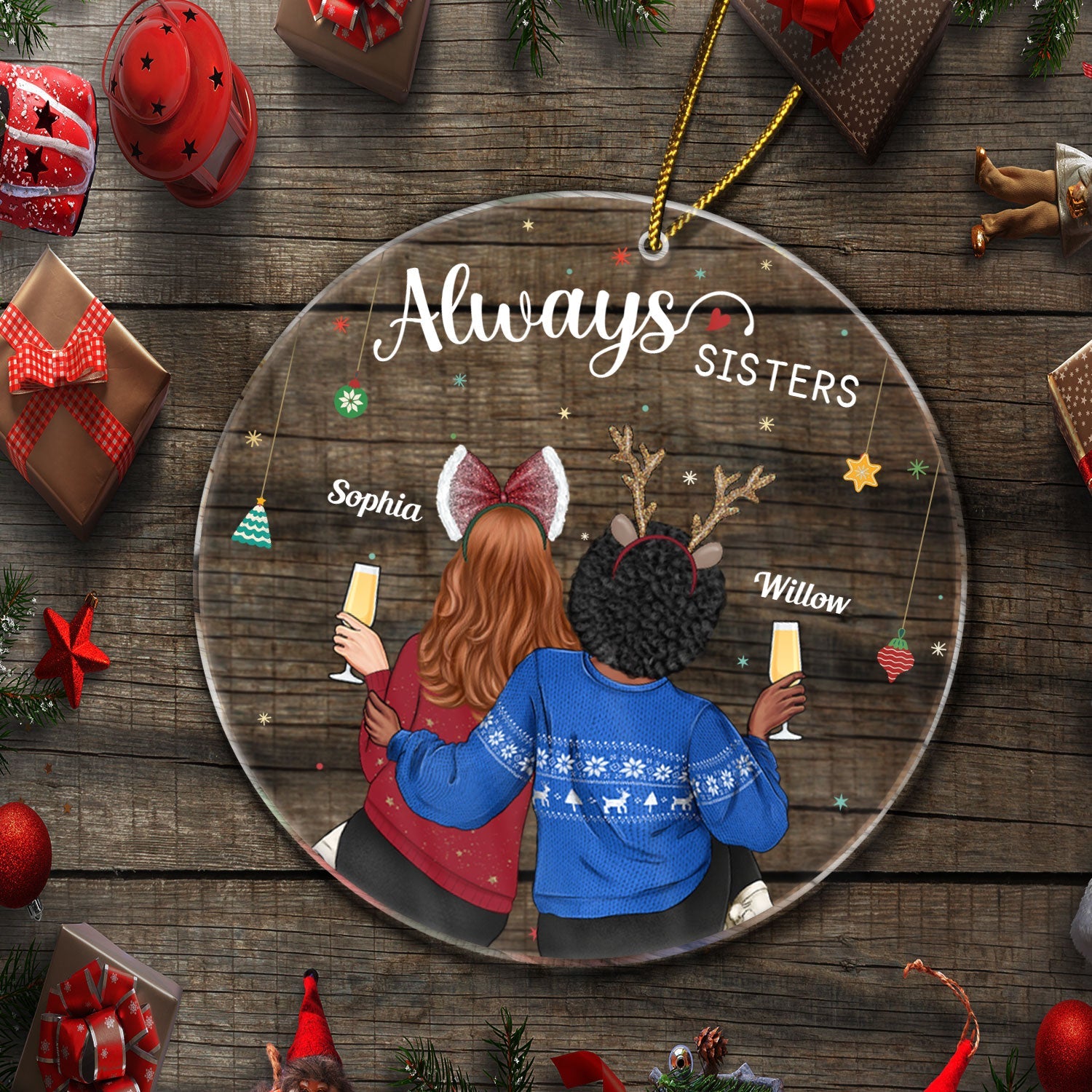 Always Sister - Christmas Gift For Sister, Siblings - Personalized Circle Acrylic Ornament