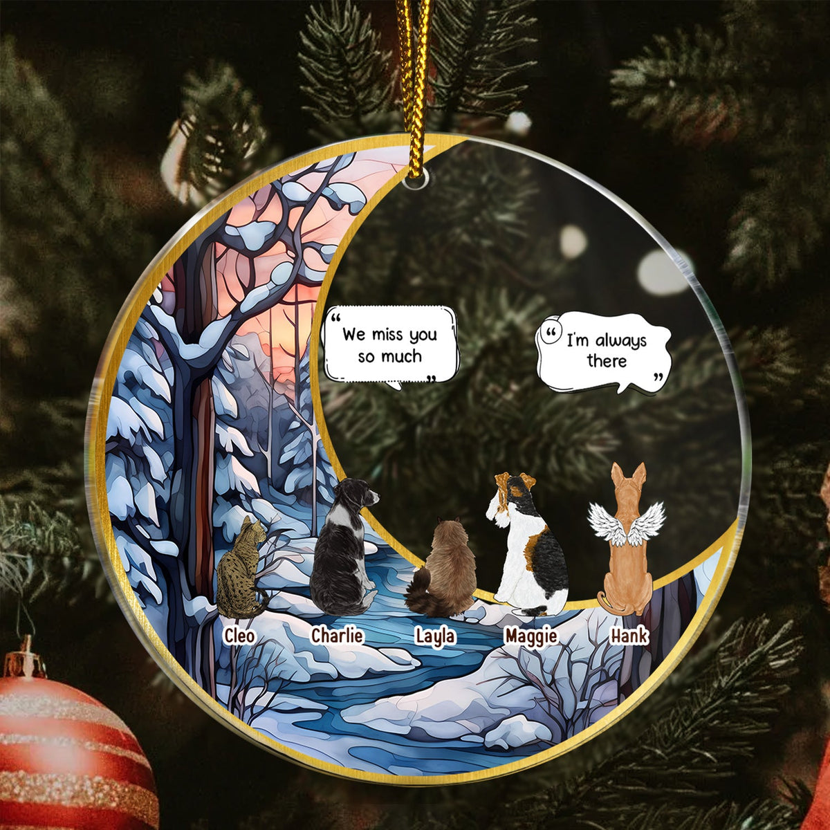 They Still Talk About You Suncatcher - Memorial Christmas Gift For Pet Lovers - Personalized Circle Acrylic Ornament