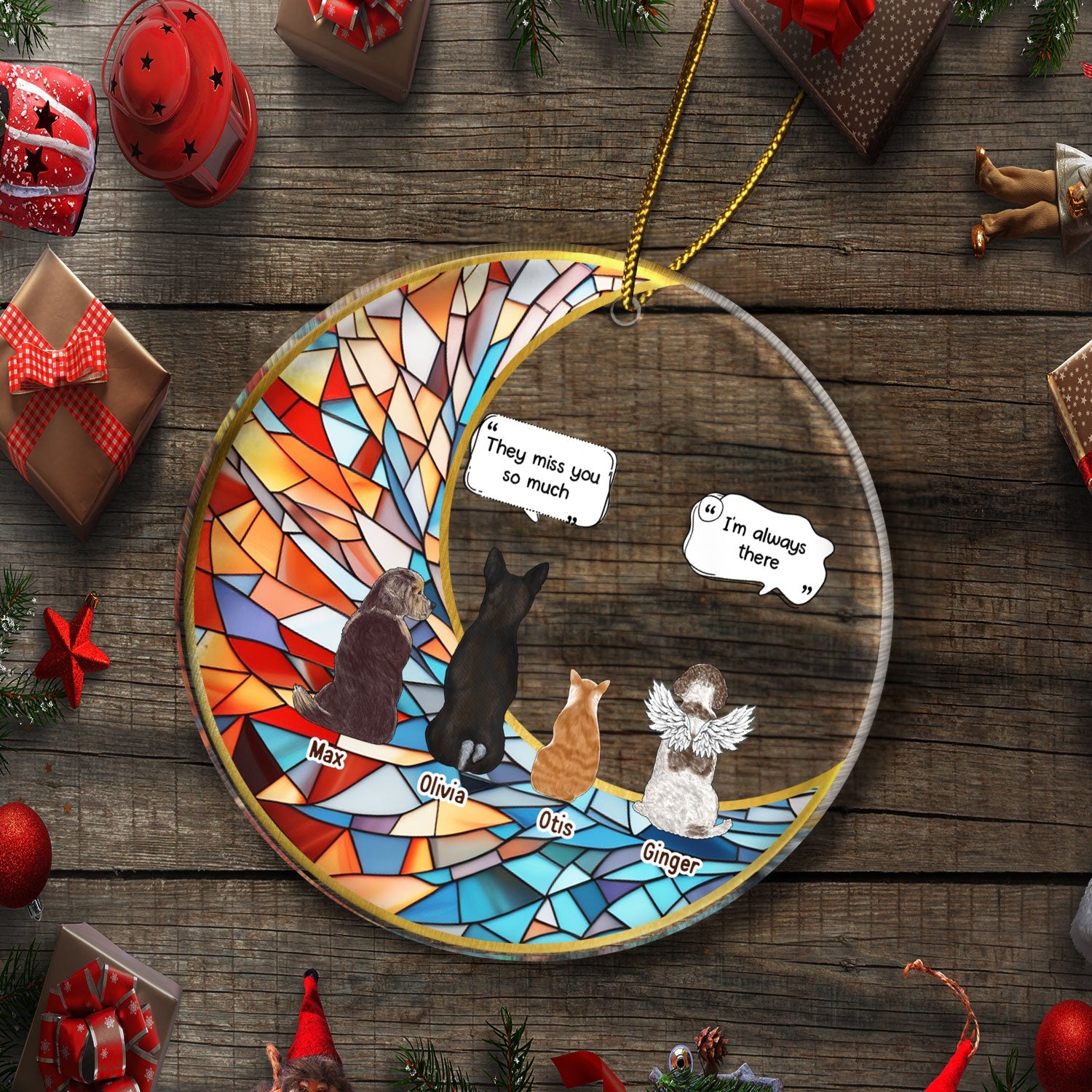 They Still Talk About You Suncatcher - Memorial Christmas Gift For Pet Lovers - Personalized Circle Acrylic Ornament