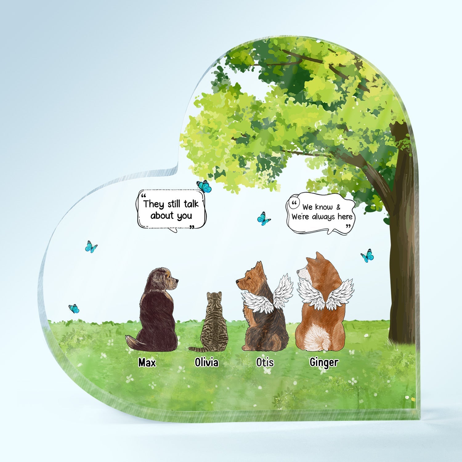 We Still Talk About You - Memorial Gift For Pet Lovers - Personalized Heart Shaped Acrylic Plaque