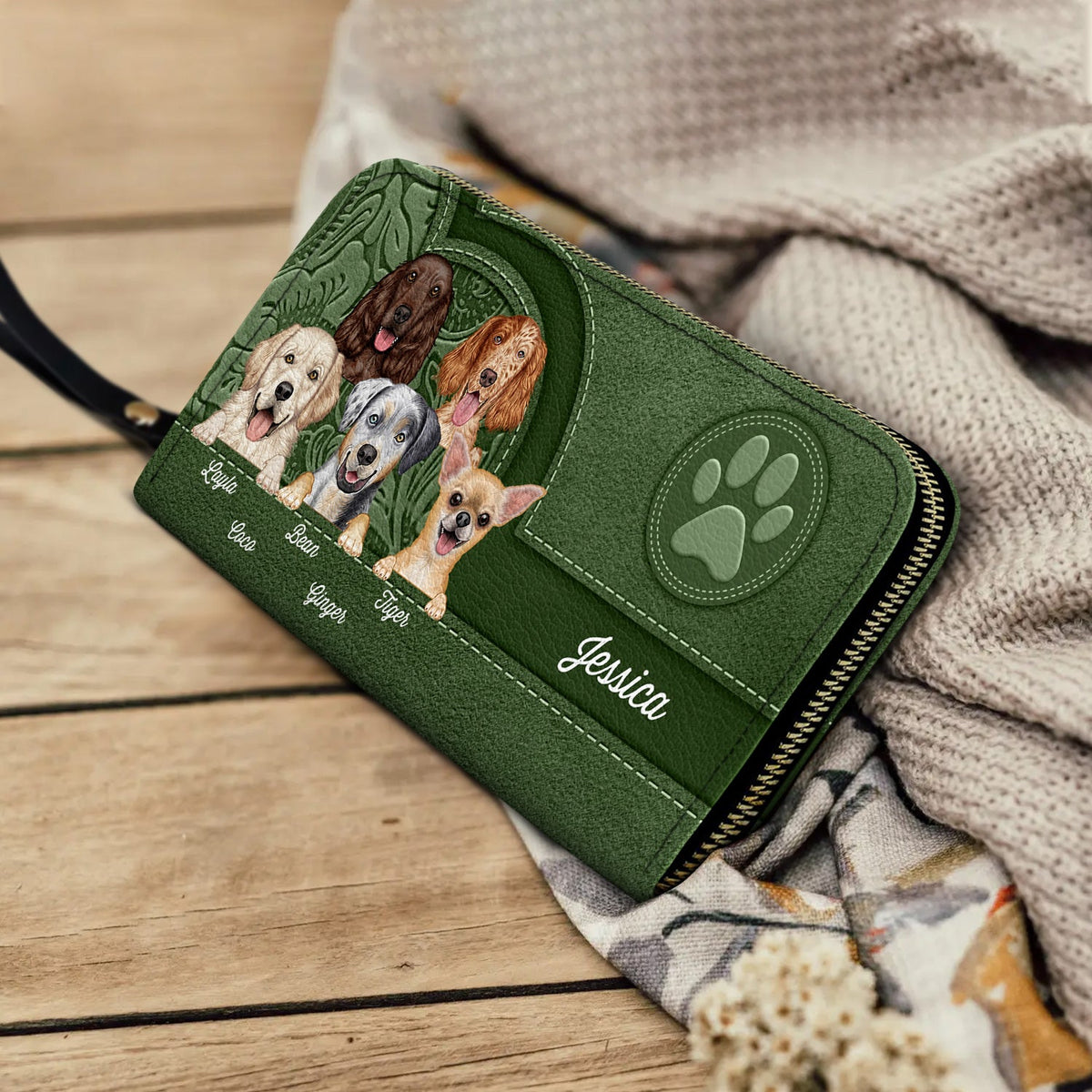 Cute Dogs Aesthetic Pattern - Birthday, Loving Gift For Dog Mom, Dog Lovers - Personalized Leather Long Wallet