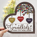 Grandkids Make Life Grand - Gift For Grandparent - Personalized 2-Layered Wooden Plaque With Stand