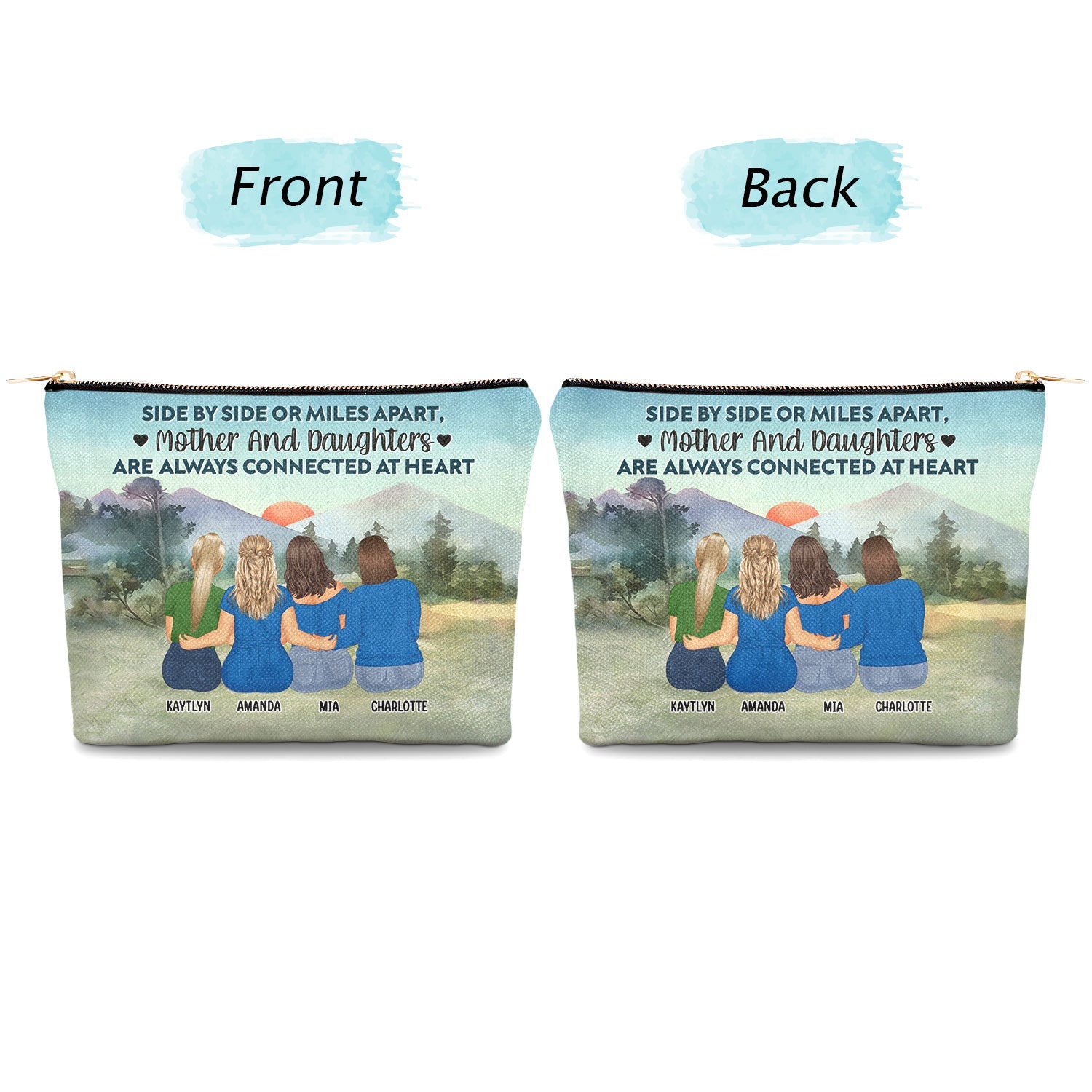 Mother & Daughter Forever Linked Together - Birthday, Loving Gift For Mom, Mum - Personalized Cosmetic Bag