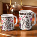 Mama Bear Floral Style - Birthday, Loving Gift For Mom, Mother, Grandma, Grandmother - 3D Inflated Effect Printed Mug, Personalized White Edge-to-Edge Mug