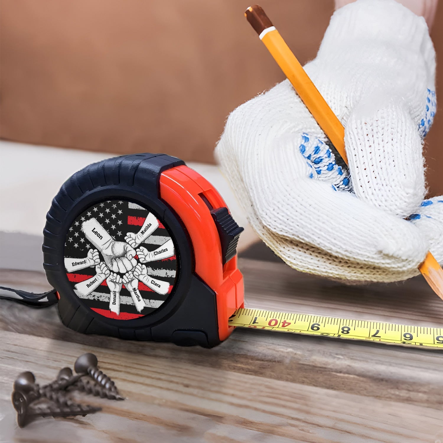 Stars And Stripes, Fist Bump - Birthday, Loving Gift For Dad, Father, Grandfather, Grandpa - Personalized Tape Measure