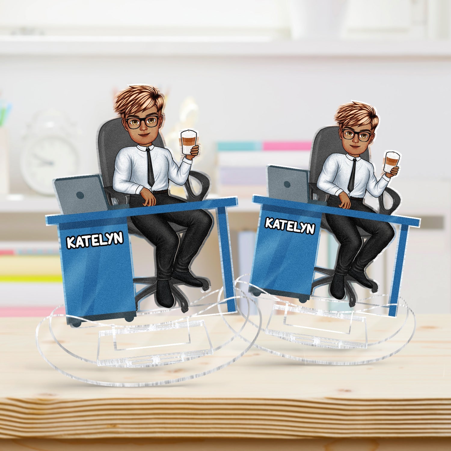 Office Workers Cartoon - Gift For Colleagues And Best Friends - Personalized Acrylic Shaking Stand