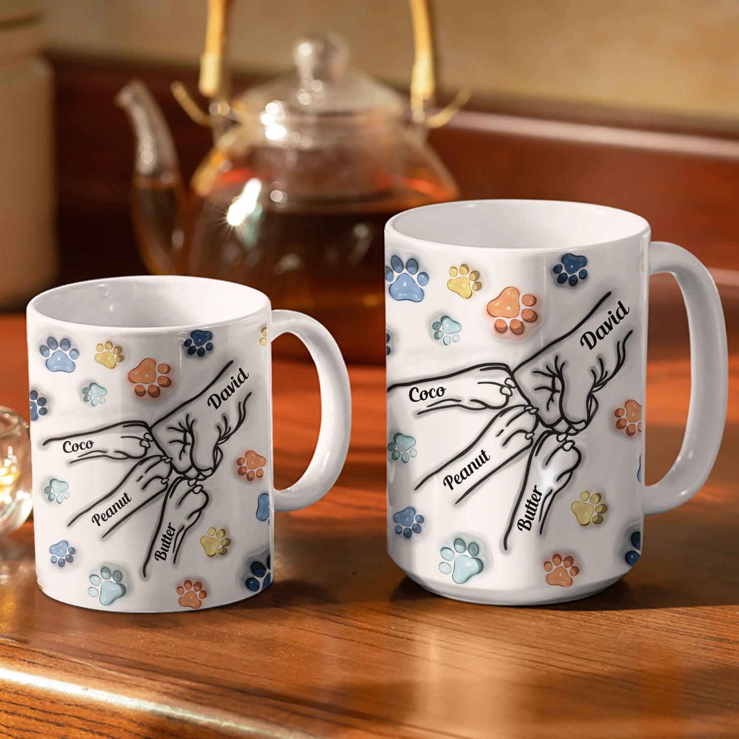 Dog Human Fist Bump - Gift For Dog Dad, Dog Lovers - 3D Inflated Effect Printed Mug, Personalized White Edge-to-Edge Mug