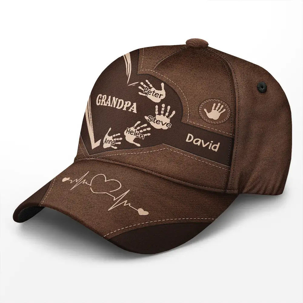 Grandpa Dad Kids Handprints - Personalized Classic Cap