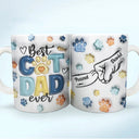 Paws And Human Hand Fist Bump Best Cat Dad Ever - 3D Inflated Effect Printed Mug, Personalized White Edge-to-Edge Mug