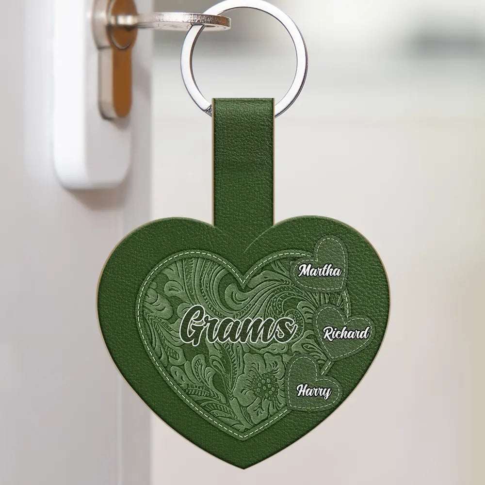 Grandma's Little Sweethearts - Personalized Custom Shaped Leather Keychain