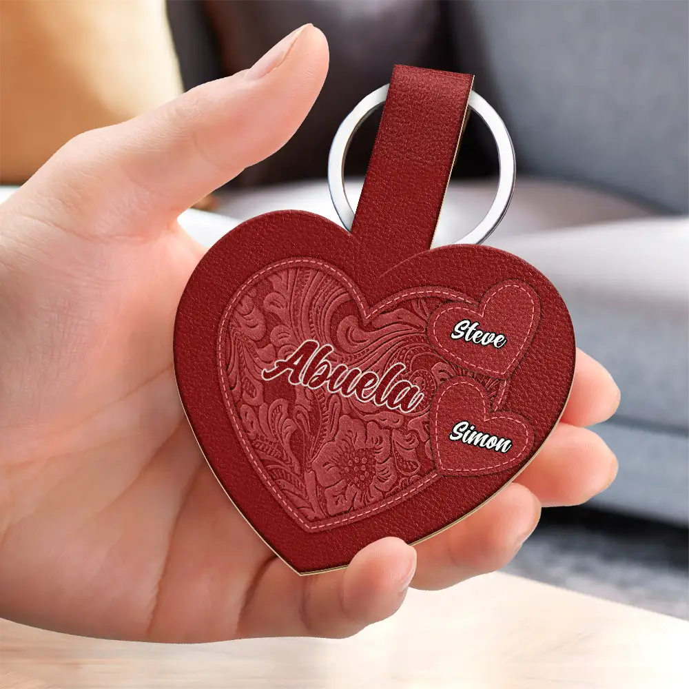 Grandma's Little Sweethearts - Personalized Custom Shaped Leather Keychain