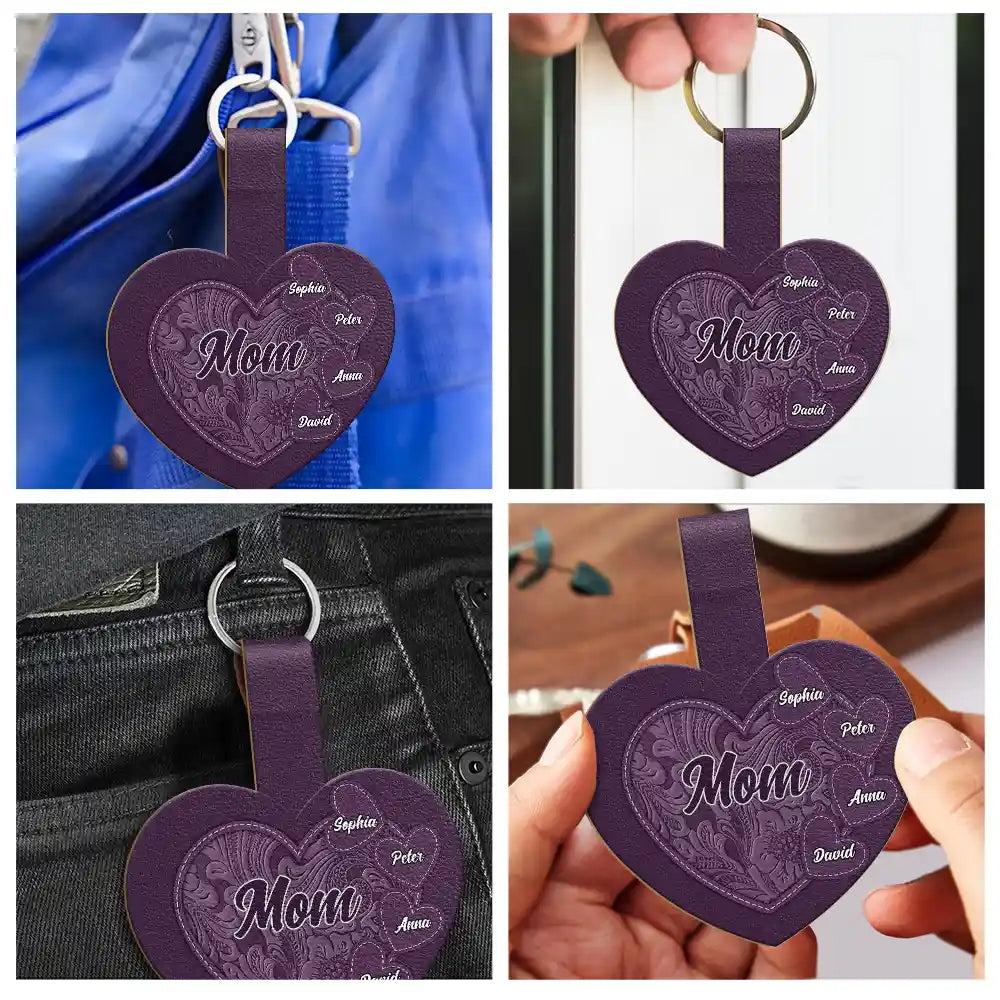 Grandma's Little Sweethearts - Personalized Custom Shaped Leather Keychain