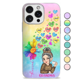 Colorful Flower Heart Grandma - Personalized Clear Phone Case