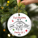 First Christmas As A Family As Three - 3D Inflated Effect Printed Ornament, Personalized Circle Ceramic Ornament