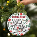 Christmas Mama Bear - 3D Inflated Effect Printed Ornament, Personalized Circle Ceramic Ornament