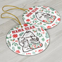 Christmas Mama Bear - 3D Inflated Effect Printed Ornament, Personalized Circle Ceramic Ornament