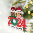 Christmas 2024 Family Faces Chibi Style - Personalized Cutout Acrylic Ornament