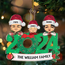 Christmas 2024 Family Faces Chibi Style - Personalized Cutout Acrylic Ornament