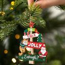 Christmas Hanging Cats Is This Jolly Enough - Personalized Wooden Cutout Ornament