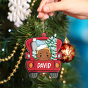 Cute Baby In Red Truck Christmas - Personalized Custom Shaped Acrylic Ornament