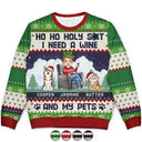 Pet Lovers,Pet Mom,Pet Dad,Funny,Christmas - I Need A Beer And My Dogs - Personalized Unisex Ugly Sweater