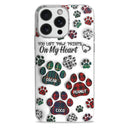 Christmas,Memorial,Pet Lovers,Dog Lovers,Cat Lovers,Sad - Memorial Dog Cat You Left Paw Prints On My Heart - 3D Inflated Effect Printed, Personalized Clear Phone Case