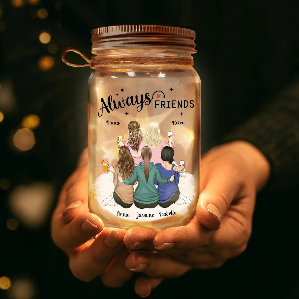 Gift For Bestie, Gift For Sisters - Always Besties - Personalized Mason Jar Light