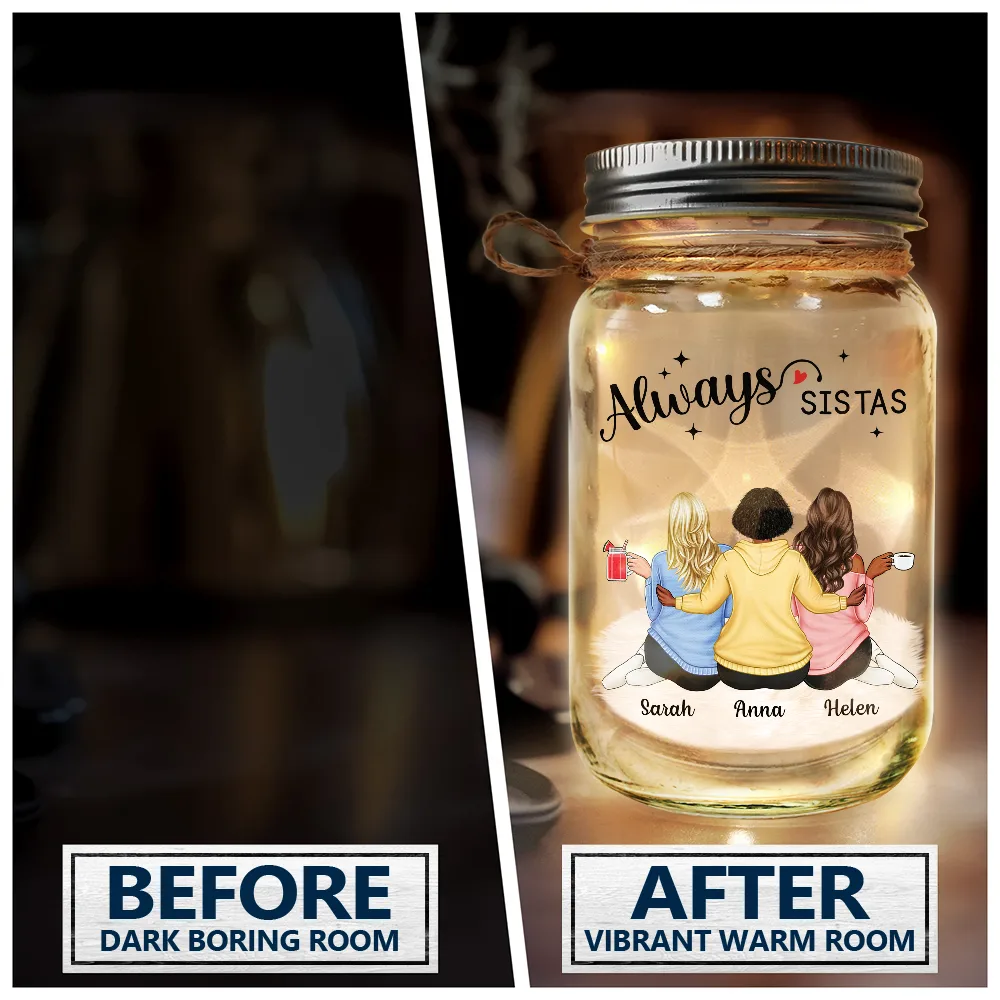 Gift For Bestie, Gift For Sisters - Always Besties - Personalized Mason Jar Light