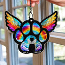 Pet Lovers, Dog Lovers, Cat Lovers - Memorial Dog Cat Waiting At The Rainbow Bridge - Personalized Window Hanging Suncatcher Ornament