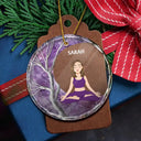 Yoga, Gift For Yourself - Tree Of Life Crescent Moon Yoga - Personalized Circle Glass Ornament