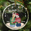 Gift For Bestie, Gift For Sisters - Always Besties Old Friends - Personalized Circle Glass Ornament