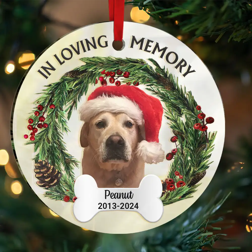 Memorial, Pet Lovers, Dog Lovers, Cat Lovers - Custom Photo Dog Cat Pet Human In Loving Memory - Personalized Custom Shaped Mirror Ornament