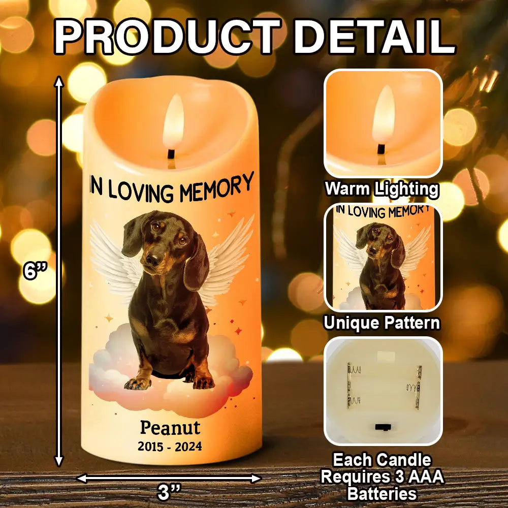 Memorial, Pet Lovers, Dog Lovers, Cat Lovers - Custom Photo Dog Cat Pet Memorial Your Light Will Always Shine In My Heart - Personalized Flameless LED Candle