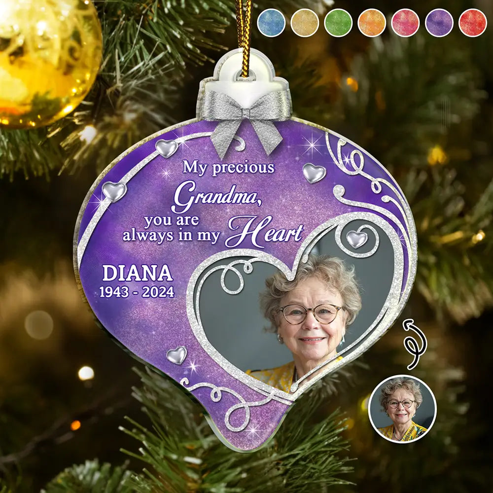 Memorial - Custom Photo You Are Always In My Heart Memorial - Personalized Custom Shaped Acrylic Ornament