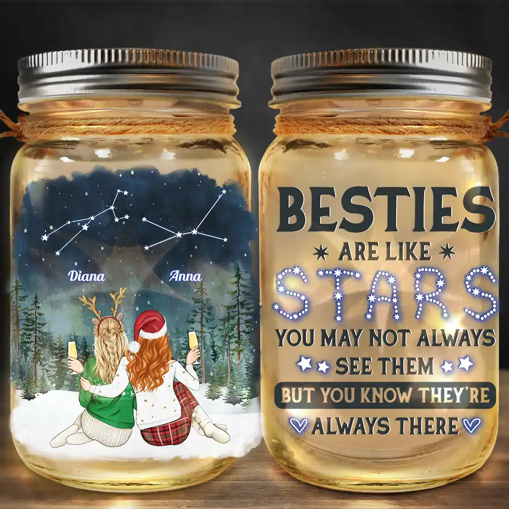 Gift For Bestie,Gift For Sisters,Gift For Brothers,Gift For Sibling,Gifts For Colleagues - Best Friends Are Like Stars Zodiac Sign - Personalized Mason Jar Light