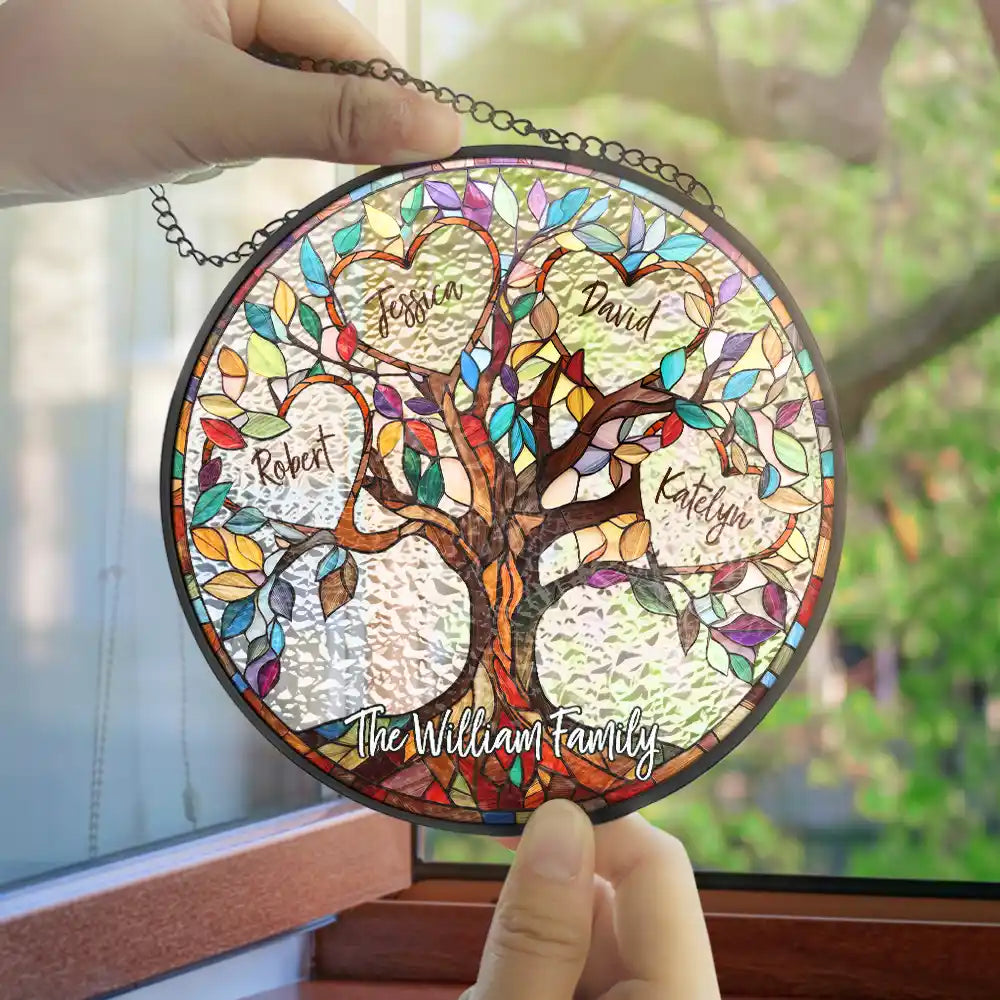 Family - Family Unbreakable Bond Tree Of Life - Personalized Stained Glass Window Hanging Suncatcher