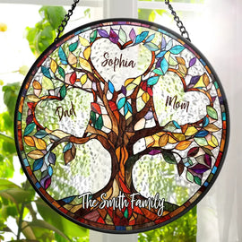 Family - Family Unbreakable Bond Tree Of Life - Personalized Stained Glass Window Hanging Suncatcher