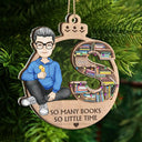 Reading, Gift For Yourself, Gift For Women, Gift For Men - Christmas Monogram Bookshelf Reading Lovers - Personalized 2-Layered Mix Ornament
