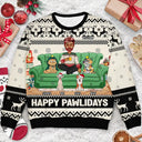 Christmas,Funny,Cat Mom,Cat Lovers - Happy Pawlidays Cartoon Girl - Personalized Unisex Ugly Sweater