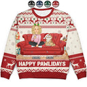 Christmas,Funny,Cat Mom,Cat Lovers - Happy Pawlidays Cartoon Girl - Personalized Unisex Ugly Sweater