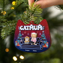 Cat Mom Neon Christmas Light Style - Personalized 2-Layered Wooden Ornament